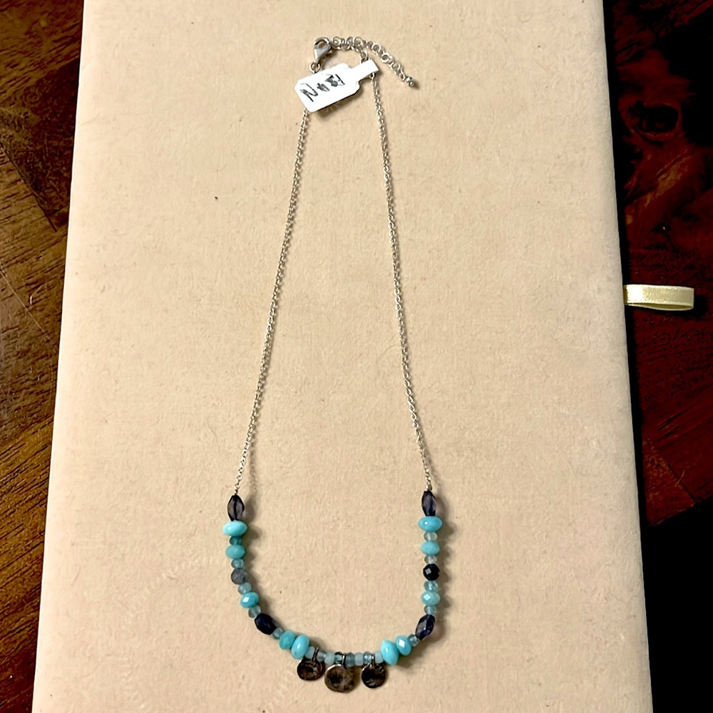 Opulenza Aqua Blue necklace with 3 SS discs